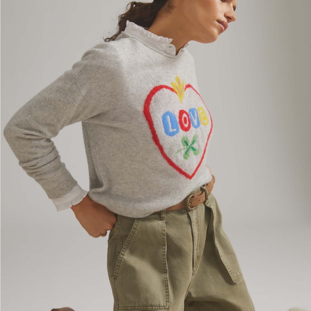Anthropologie Nathalie Lete Printed Cashmere Sweater